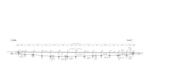 Longitudinal section of the bridge over the valley at km 3.8761
