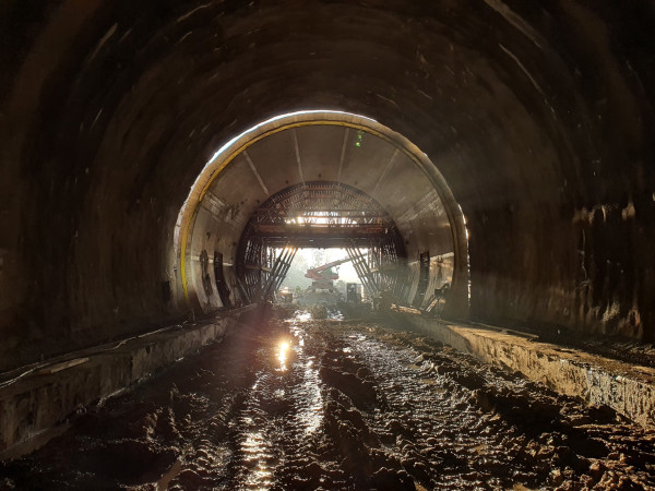 View of the excavated tunnel lining