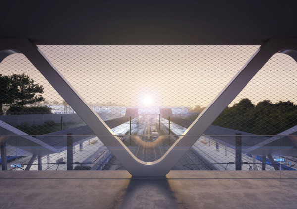 Praha Východ high speed railway - footbridge