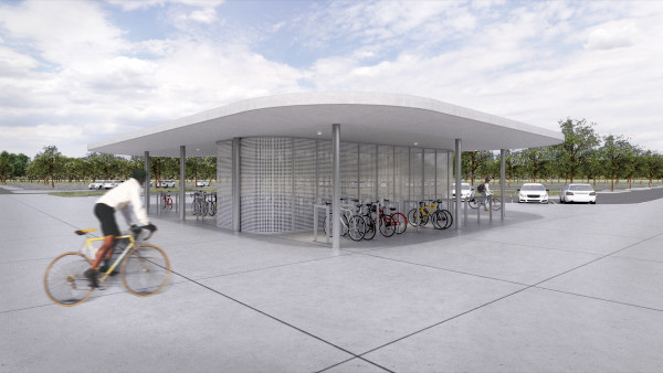 Praha Východ high speed railway - bicycle shelter