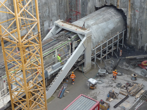 Construction pit E2 - mining by TBM Tonda in the direction Bořislavka station