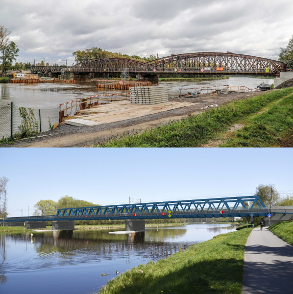 Bridge over Labe River at km 6,330 in Čelákovice