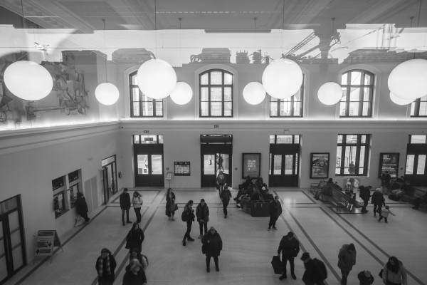 Arrival hall, exit to Nádražní street