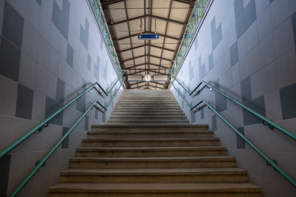Reconstructed stairs to the platform