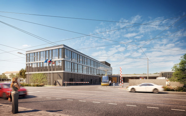 New exit from depot with administrative building