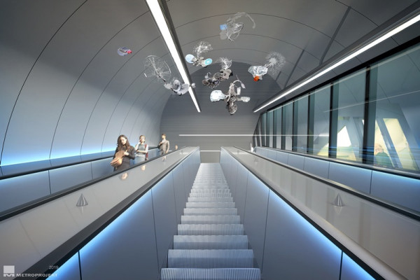 Pankrác - Video-statues above the exit escalators