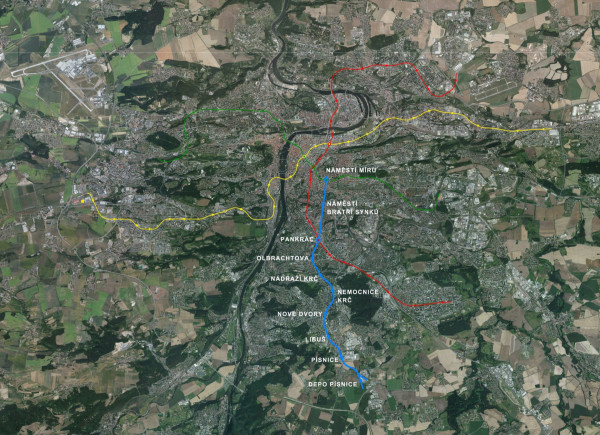 Metro line D in ortofoto map