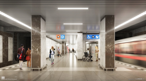 Pankrác metro station - transfer from the line C