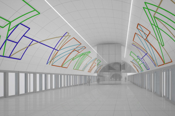 Nové Dvory metro station - vault of the station with winning artistic design