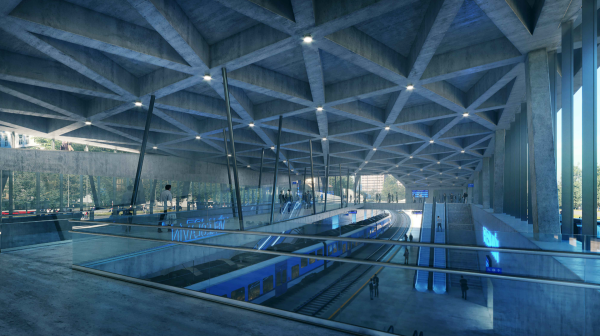 Praha Veleslavín railway station hall - vizualization dh architekti a Metroprojekt