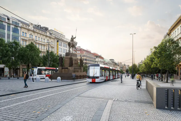 New study of Václavské náměstí revitalization - vizualization Jakub Cígler architekti