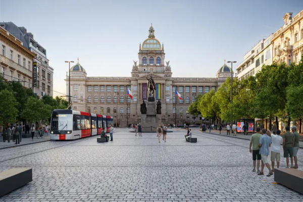 New study of Václavské náměstí revitalization - vizualization Jakub Cígler architekti