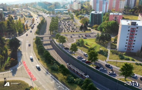 Visualisation of the tram line in cutted profile