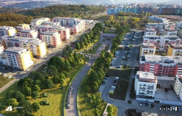 Visualisation of the tram line in front of the tunnel