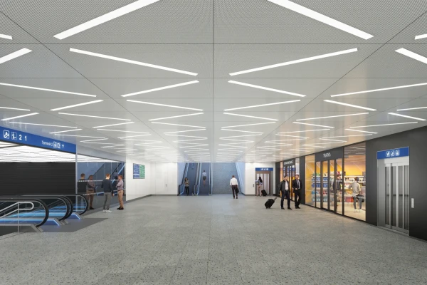 Vestibul stanice u Terminálu 2 (vizualizace - dh architekti s.r.o.)