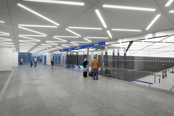 Vestibul stanice u Terminálu 2 (vizualizace - dh architekti s.r.o.)