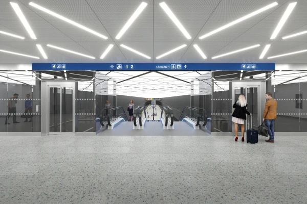 Vestibul stanice u Terminálu 2 (vizualizace - dh architekti s.r.o.)