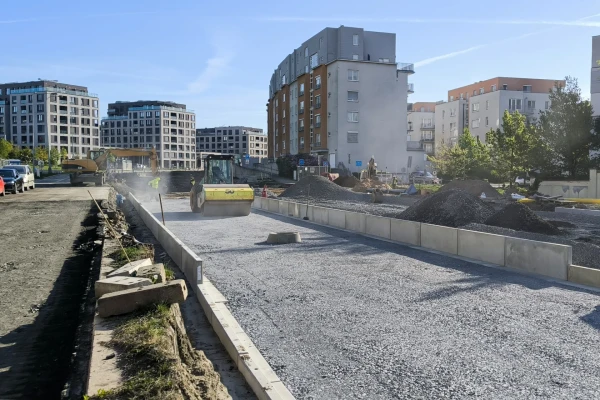 Hagibor - výstavba tramvajové trati v prostoru budoucí zastávky Hagibor
