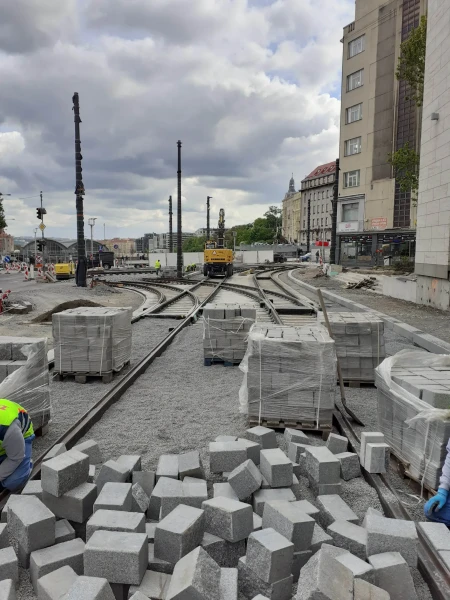 Paving in Škrétova - Vinohradská streets interconnection