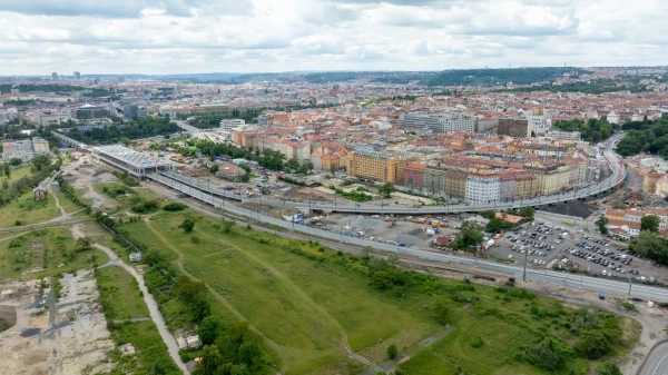 Nadhled celého úseku Bubny - Výstaviště, 06/2025, zdroj: Metrostav TBR