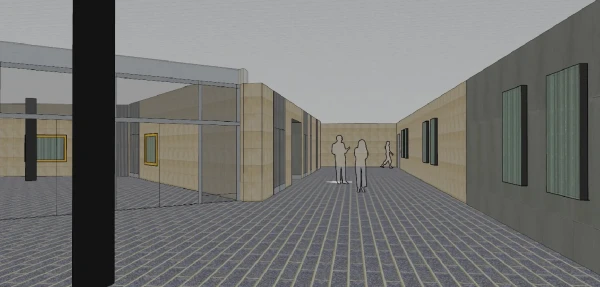 Pohled na přestupní vazbu v úrovni vestibulu