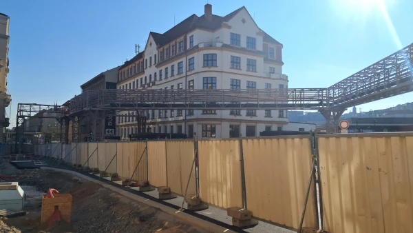 Now dismantled, steel structures for engineering lines relocation