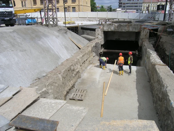 11.6.2024  Uncovered underground structures at Florenc bus station Florenc prepared for adding a pair of escalators